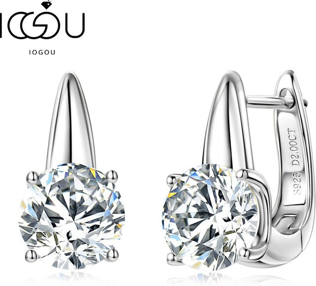 IOGOU Creolen 925 Silber, 14k vergoldet, Moissanit, Damen - Bild 1