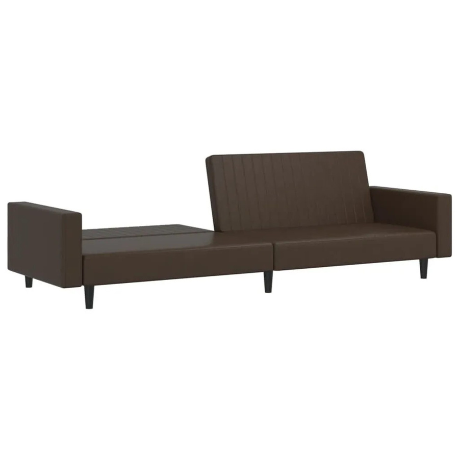 vidaXL Schlafsofa 2-Sitzer Click-Clack in Braun aus Kunstleder mit Holzrahmen - Bild 2