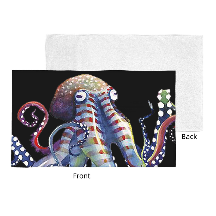 Weiches Baumwollhandtuch Oktopus-Design schnelltrocknend und atmungsaktiv, Farbe: Weiß, B: 30 cm, H: 60 cm - Bild 4
