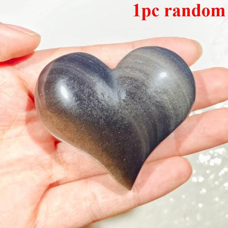 CrystalHola Obsidian-Herz in Silber oder Gold mit einzigartigem Muster im Boho-Stil zur Tischdekoration - Bild 3