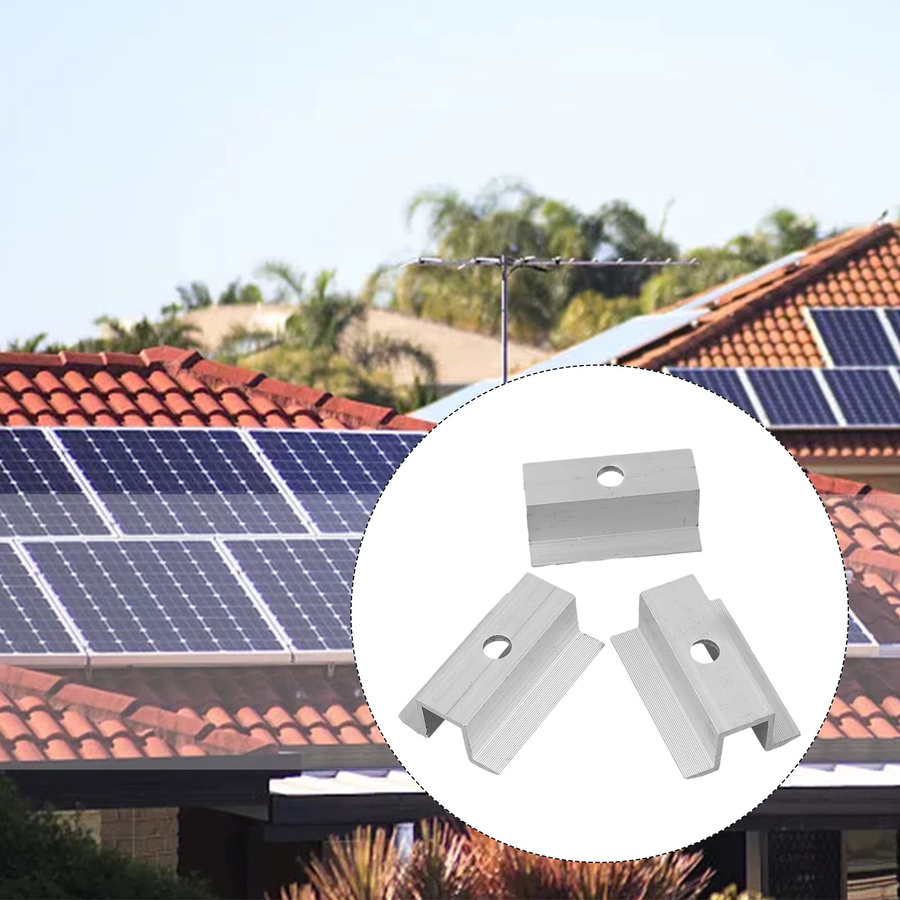Solar Mittelklemme für Photovoltaik-Module aus Aluminiumlegierung, Farbe: Silber, Rahmenhöhe: 25-50 mm - Bild 3