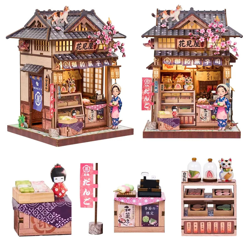 Hanamiya DIY Miniatur-Puppenhaus, 3D Holzpuzzle, Japanischer Wagashi-Laden - Bild 6