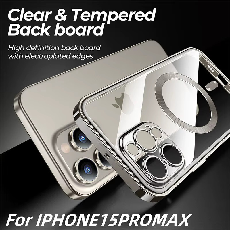 Schutzhülle aus Aluminiumlegierung für Apple iPhone 15 und iPhone 14 Pro Max mit Magnetfunktion für kabelloses Laden und HD Vollbild-Schutz in Blau - Bild 2