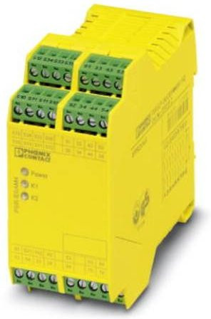Phoenix Contact Sicherheitsrelais PSR-SCP-24UC/ESAM4/8X1/1X2 in Gelb, Betriebsspannung 24 V/DC und 24 V/AC, 8 Schließer und 1 Öffner, B/H/T: 45 x 99 x 114,5 mm - Bild 1