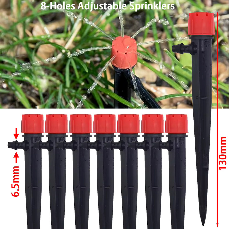 Mikrobewässerungssystem mit 1/4 Zoll Schlauch und einstellbaren Sprinklern für Garten, Blumen und Gemüse, Schwarz - Bild 2