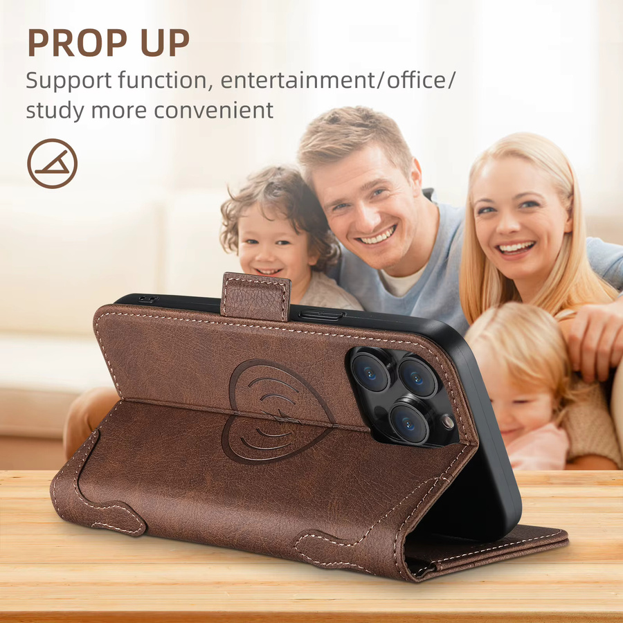 Suteni Kartenhalter-Brieftasche Flip-Cover-Telefonhülle mit MagSafe für iPhone 17 Pro Max 16 Plus 15 14 13 in Blau oder Braun - Bild 5