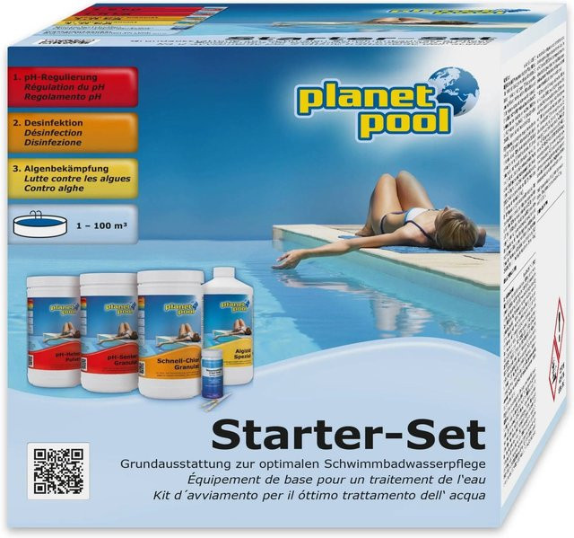 Planet Pool Wasserpflege Starter Set mit Chlor Granulat zur Desinfektion und pH-Wert-Regulierung - Bild 1