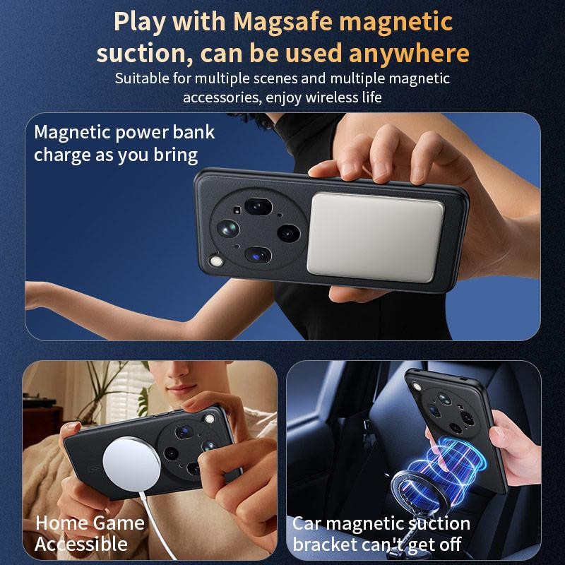 Magnetische Lederstruktur Handyhülle für OPPO Find X9 Ultra, stoßfest und kabelloses Laden kompatibel - Bild 3