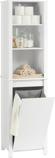 SoBuy Hochschrank BZR102-W in Weiß mit ausklappbarem Wäschesack aus Kiefer und MDF, H: 171,0 cm, B: 45,0 cm, T: 35,0 cm - Bild 1