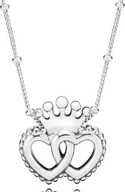Halskette 925 Sterling Silber, United Regal Crown Hearts Daisy Flower, Unisex - Bild 1