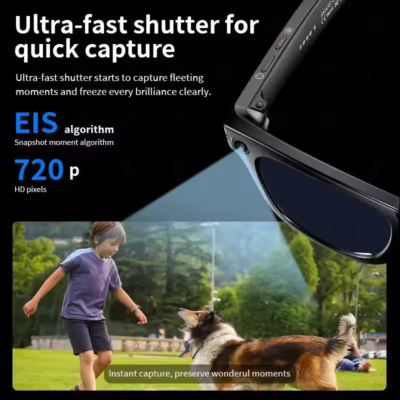 GUHUAVMI AI Smart Brille mit HD Kamera, Videoaufnahme, Sprachübersetzung und Bluetooth für Anrufe und Musik in Schwarz oder Blau - Bild 3
