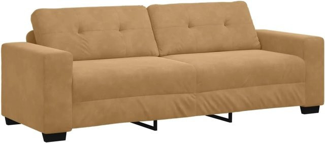 vidaXL 3-Sitzer-Sofa aus Samt in Braun, modernes Polstersofa für Wohnzimmer oder Schlafzimmer, B: 221 cm, H: 78 cm, T: 80 cm - Bild 1