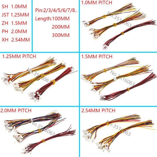 ALINSIN Buchse mit Draht Set in Multicolour, 10 Stück mit verschiedenen Pin-Größen von 2 bis 8 Pin und Durchmessern von 1,0 mm bis 2,54 mm - Bild 1
