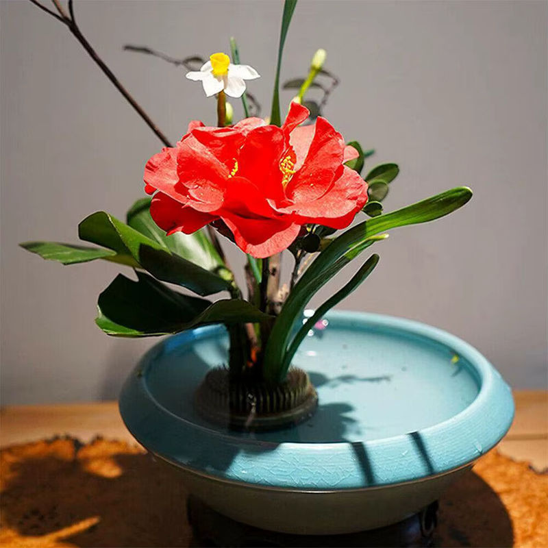 Runder Ikebana-Blumenfrosch aus Metall in - Bild 2