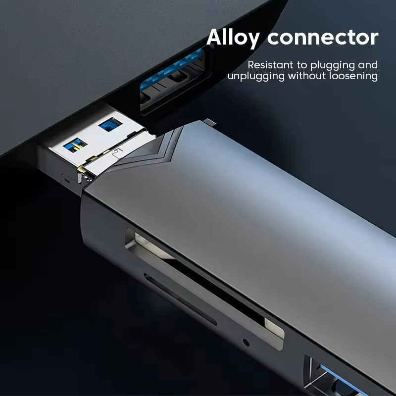 VAORLO 6-in-1 OTG Multifunktions-USB-3.0-Kartenleser in Weiß mit USB-C und USB-A für Smartphones, Laptops und Computer - Bild 4