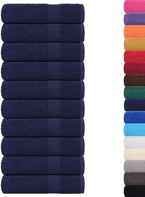 vidaXL Duschtücher 10er Set aus 100% Baumwolle in Marineblau, B: 70 cm, L: 140 cm, 360 g/m² - Bild 1