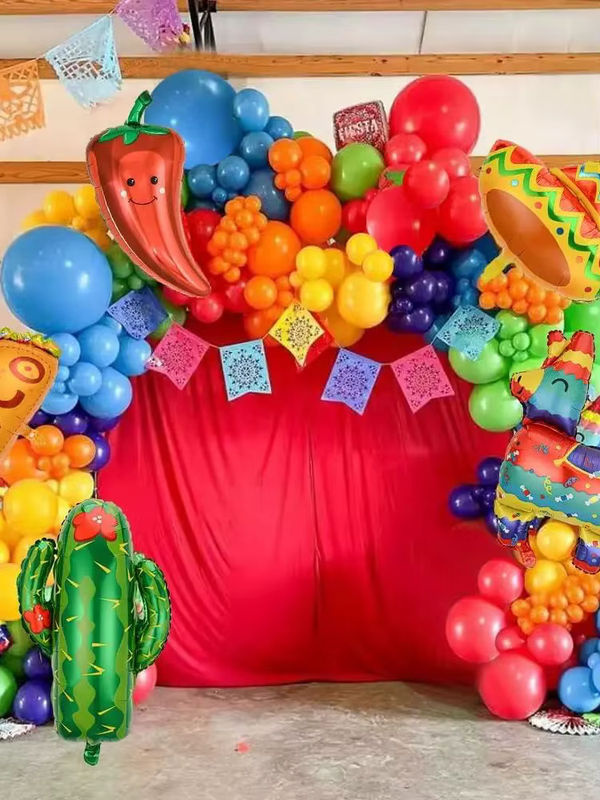Mexikanisches Karneval Party Dekoration Set mit Kaktus, Lamas und Tacos in Grün und Mehrfarbig - Bild 3
