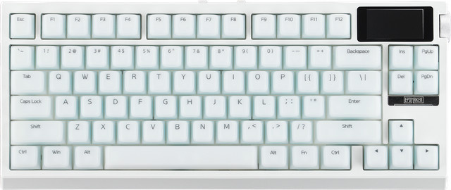 EPOMAKER G84 PRO Mechanische Tastatur 80 % QWERTY ANSI US-Layout mit Glasbildschirm und Metallknopf, kabellos via Bluetooth oder 2,4 GHz sowie kabelgebunden, Schwarz/Weiß - Bild 1