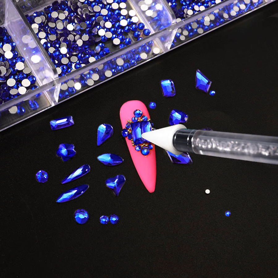 Misscheering Nagelkunst-Dekoration, weiße Strasssteine, glänzend, Unisex - Bild 1