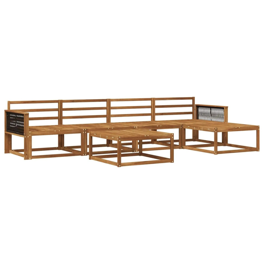 vidaXL Outdoor-Sofagarnitur aus Akazie Massivholz in Braun, 6-teiliges Set mit Polstern und Armlehnen im modernen Latten-Design - Bild 2