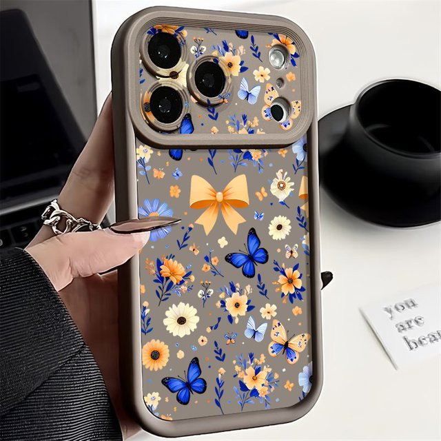 MOESOE Handyhülle mit romantischem Garten-Muster für iPhone 12 bis iPhone 17 Pro Max, stoßfeste weiche TPU-Rückabdeckung, Multicolor und Schwarz - Bild 1