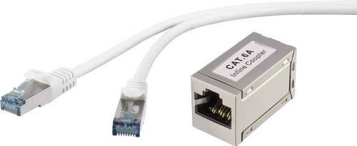 Renkforce RJ45 Patchkabel CAT 6a S/FTP Ethernet LAN Kabel Grau, Länge: 15,00 m - Bild 1