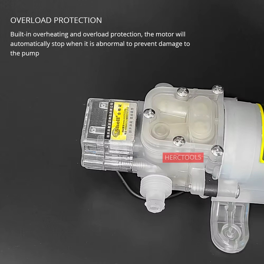 JABOBE Intelligente Mikropumpe für Lebensmittel, 12 V, 80 W, elektrische Membranpumpe mit automatischer Abschaltung aus Kunststoff für Weingetränke und Essig - Bild 2
