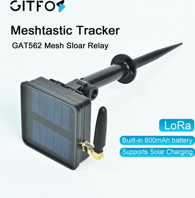 GITFOS Meshtastic Solar LoRa GAT562 Node Repeater Mesh Funkgerät LoRaWAN Tracker in Schwarz 868 MHz - Bild 1