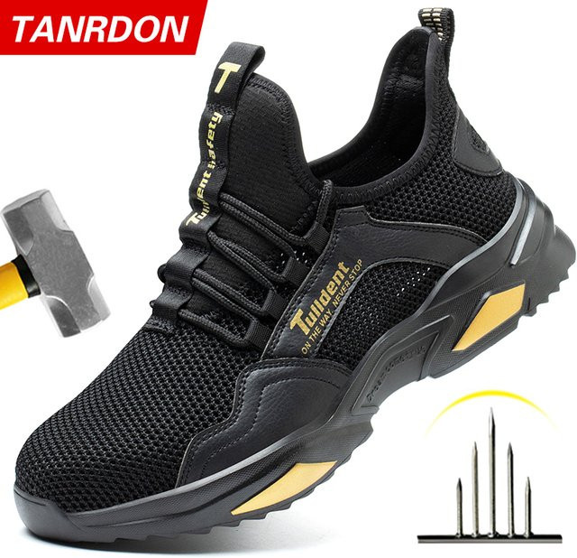 TANRDON Sicherheitsschuhe für Herren in Schwarz mit Stahlkappe und atmungsaktivem Design - Bild 1
