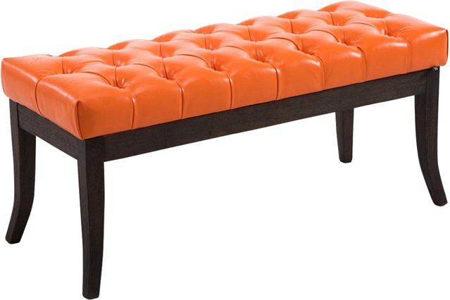 TPFLiving Sitzbank Romeo Chesterfield aus Kunstleder in Orange und Braun, Breite: 100 cm, Höhe: 46 cm, Tiefe: 38 cm - Bild 1