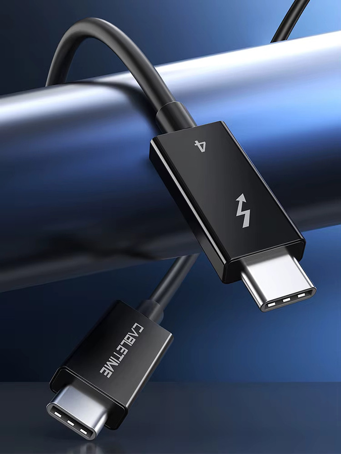 CABLETIME Thunderbolt 4 USB-C Kabel PD100W 8K 60Hz 40Gbps Schwarz - Bild 5