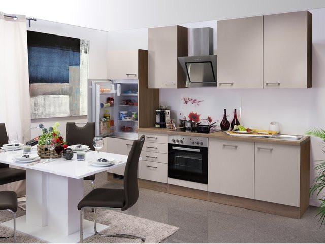 Flex-Well Küchenzeile Orlando 280 cm in Beige mit Glanz-Finish - Bild 1