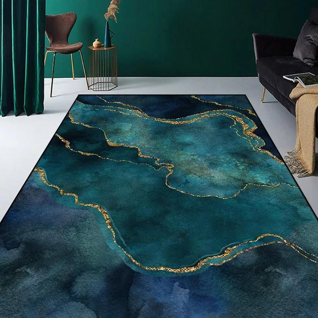 Moderner Karpetti Teppich in Grün Petrol, weich und waschbar, B/T: 80 x 160 cm - Bild 1