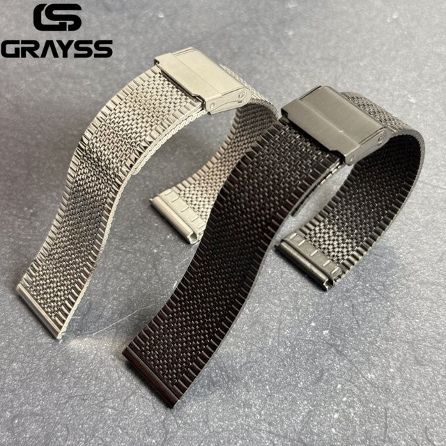 GRAYSS Uhrenarmband Milanaise, Edelstahl, Silber, 20 mm, Herren - Bild 1