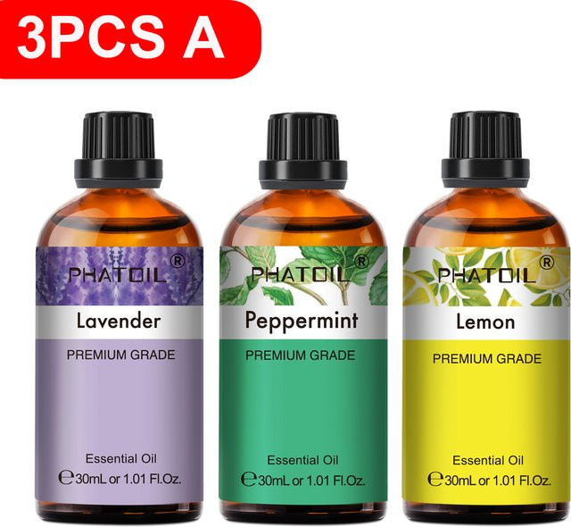 PHATOIL Ätherische Öle, Lavendel, Zitrone, Pfefferminz, Sandelholz, Zimt, 30 ml, Unisex - Bild 1
