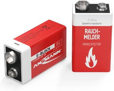 Ansmann E-Block 9V Lithium Batterie für Rauchmelder in Rot und Silber - Bild 1