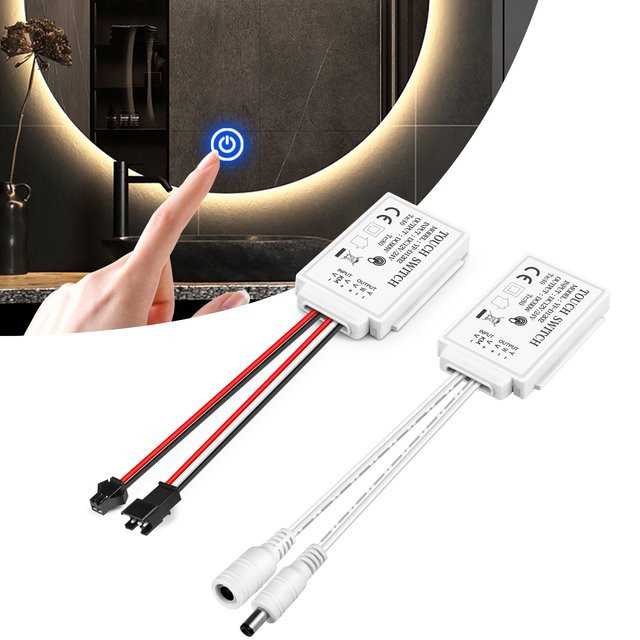 CHNAITEKE DC 12V LED Touch Dimmer Schalter in Weiß für Badezimmer und Schlafzimmer, geeignet für Spiegel mit einer Dicke von 1-5mm - Bild 1