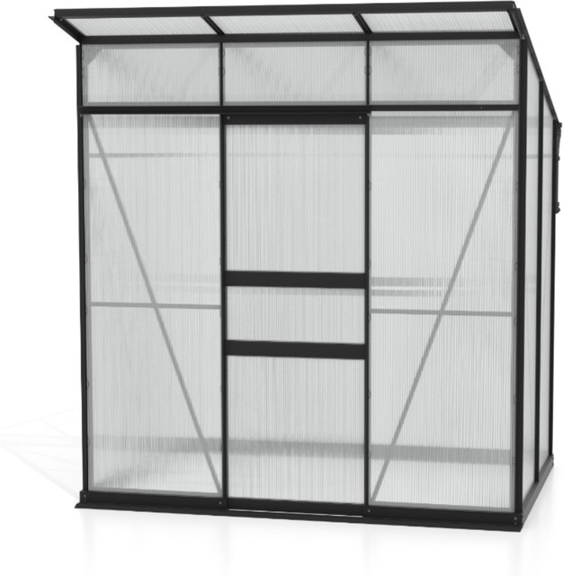Vitavia Gewächshaus Fokus 3250 freistehend mit Pultdach und Stahlfundamentrahmen in Schwarz - Bild 1