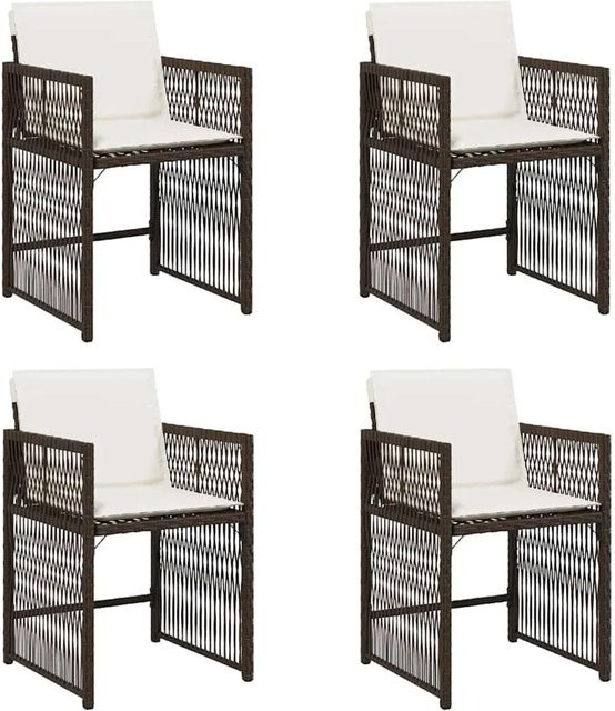 Furnicato Gartenstuhl aus PE-Rattan in Braun mit Kissen und Armlehnen, B/T/H: 50,5 x 54 x 79 cm - Bild 1