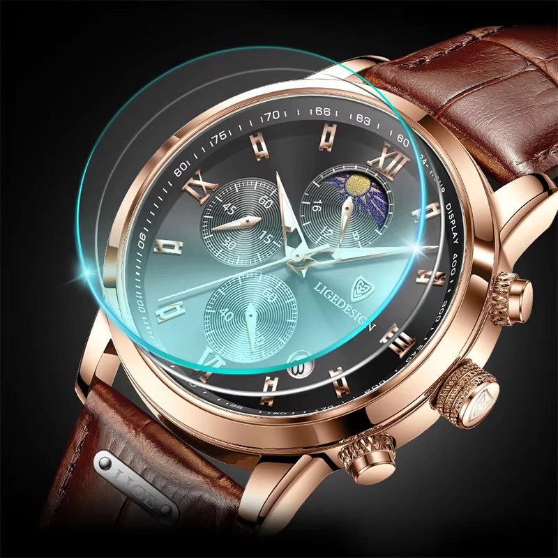 LIGE Chronograph Armbanduhr, Quarz, Edelstahl, Herren - Bild 6