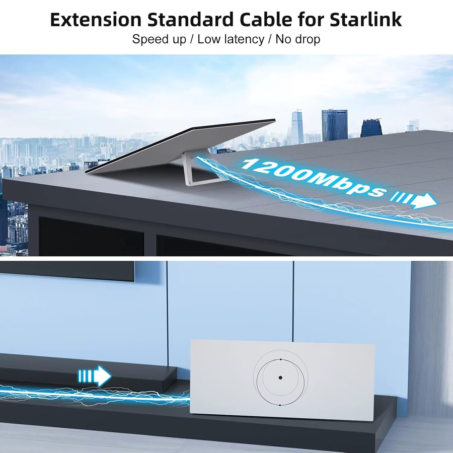 Starlink Gen 3 Ersatz-Standard-V3-Kabel, wasserdichtes Ethernet-LAN-Kabel in Grau - Bild 5