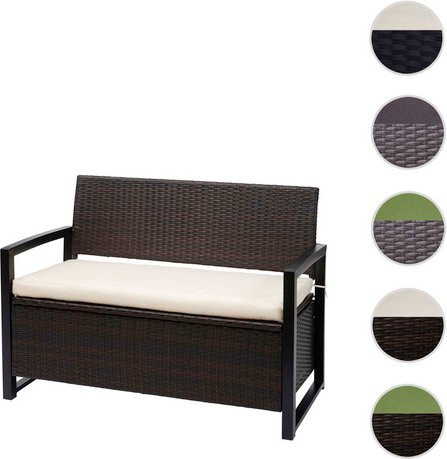 MVG Sitzbank MVG-F39 2-Sitzer mit Sitzkissen aus Polyrattan und Stahl in Braun, B/H/T: 117 x 87 x 57 cm - Bild 1