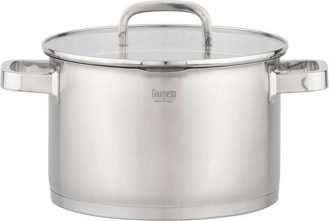 Gourmesto Kochtopf Silver Line aus Edelstahl in Silver mit Glasdeckel, Durchmesser: 24 cm - Bild 1
