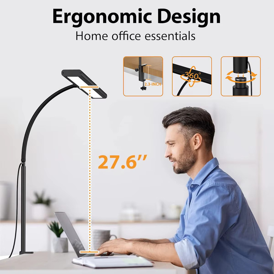 AMARYLLIS LED-Schreibtischlampe mit Klemme in Schwarz, dimmbar und verstellbar mit Fernbedienung und USB-Anschluss - Bild 3