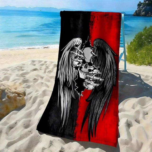 Hochsaugfähiges Strandtuch aus Polyester-Mikrofaser mit Skelett-Engel-Muster von Shanika Chen, Breite: 30 cm, Höhe: 60 cm - Bild 1