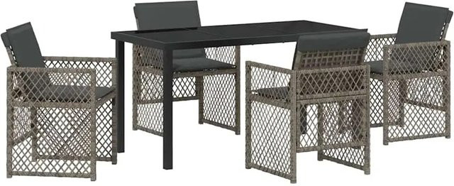 vidaXL Garten Essgruppe 5-teilig aus Poly-Rattan und Stahl in Grau - Bild 1
