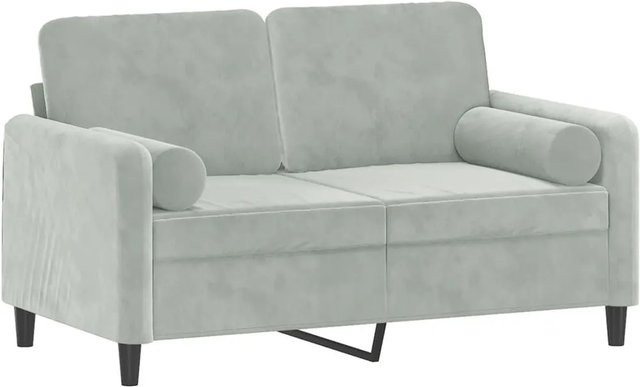 vidaXL 2-Sitzer-Sofa aus Samt mit Zierkissen in Hellgrau, Breite: 120 cm - Bild 1