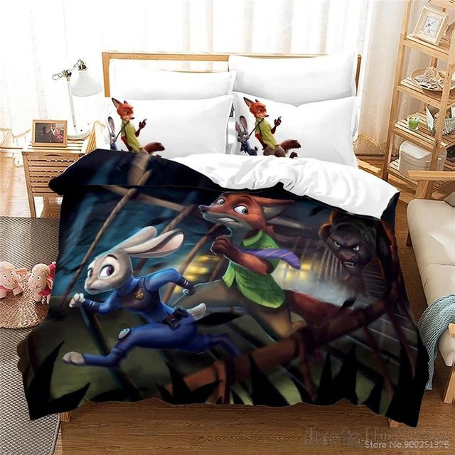 Lodestar Zootopia Zootropolis Bettwäsche-Set für Kinder mit 3D-Druck, Bettdeckenbezug und Kissenbezug, Mehrfarbig, B: 260 cm, T: 229 cm - Bild 1