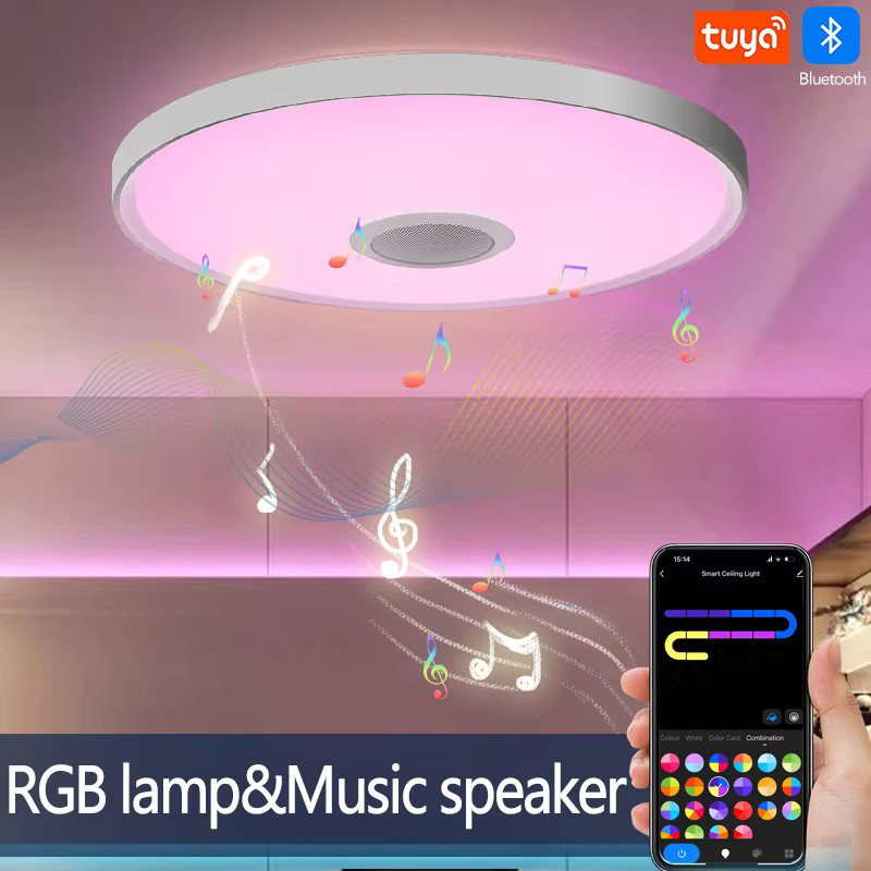MARPOU Smart LED-Deckenleuchte mit Tuya RGB-Funktion, dimmbar und mit Fernbedienung, moderne runde Lampe in Weiß für Wohnzimmer und Schlafzimmer - Bild 2