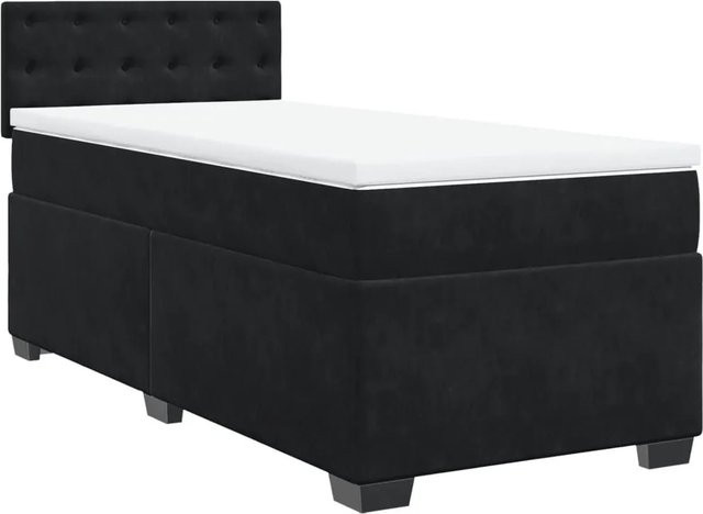 vidaXL Boxspringbett mit Matratze in Schwarz aus Samt mit USB-Ladeport und Unterbettbeleuchtung B/T: 80 x 200 cm - Bild 1